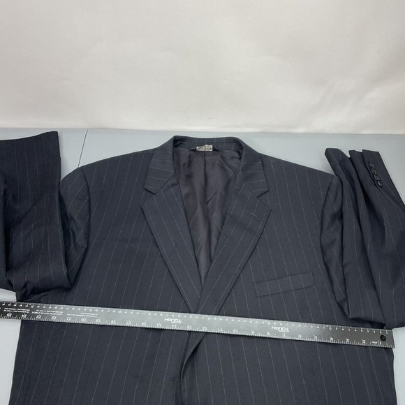 Jos A Bank Blazer Sport Coat Suit Jacket Gordon Wool Striped Black Mens 50L - Picture 9 of 12